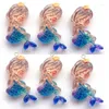 Charms 10pcs Blue Beauty Mermaid Girl Resin Anime Crown Sweet Earring Keychain Pendant Diy Crafts Embellish Jewelry Accessory
