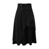 Skirts Women's Satin High Waist Hidden Elasticized Waistband Flared Casual A Line Midi Skirt For Women Gothic Steampunk Irregular