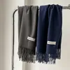 Шарфы Элитный бренд шерстяной шарф для женщин и мужчин однотонный однотонный настоящий женский зимний теплый кашемировый платок с воротником 231027