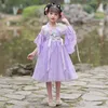 Girl Dresses Vintage Children's Princess Dress Hanfu Summer Chinese Style Party Embroidery Kids 1-10Y For Girls