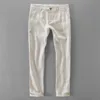 Mężczyzn Pants 100 Wysokiej jakości puree lniane Casual Men marka długie spodnie moda biznesowa dla Pantalones Pantaloni Un Pantalon 231027