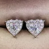 Luxury Jewelry Girl Pear Cut White Topaz CZ Diamond Simple Fine Party Women Wedding Heart Stud Earring Gift