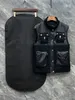 Autumn and winter highend mens vest high quality PU leather multi pocket stitching black vest luxury brand top designer vest