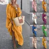 Casual Dresses Women Clothes Autumn Boho Plus Size Off The Shoulder Vintage Dress Loose Maxi Robes Vestidos Femme228V