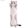Fyllda plyschdjur Plush Toy Cat Cushion Söt plysch Toy Skin-vänlyelastic Long Cat Dolll231027