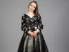 Punk Womengothic Black A Line Suknie ślubne z długimi rękawami Koronki aplikacji V Plusy Rozmiar ślubny suknie ślubne Zachodnie Country Bohemian Long Vestidos de Novia Cl2832