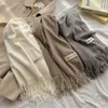 Scarves Luxury Brand Wool Scarf For Women Men Solid Color Plain Real Female Winter Warm Neck Cashmere Shawl 231027