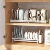 Kitchen Storage Use Space Saving Metal Expandable Quality Gadget Shelf Bowl Holder Plate Drying Rack Pot Lid Organizer