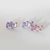 Goujon en Zircon et diamant Moissanite violet carré ondulé en argent S925