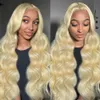 Syntetiska peruker Wigirl Blond 613 HD Body Wave Transparent 13x4 Spets frontalt mänskligt hår 250% Remy vatten 13x6 Front Wig For Women 231027
