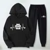 Herrspårar 2 datorer/set unisex hoodie byxor set löst elastisk midja vristbandad pullover sportkläder kvinnor män faller vinter träning