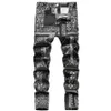 Men's Jeans Men Paisley Bandanna Printed Fashion 3D Digital Painted Stretch Denim Pants Slim Straight Black Trousers231T