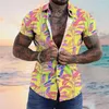 Camicie casual da uomo Camicia estiva Stampe grafiche hawaiane Foglie Couverture YDaily Vacanze Maniche corte Abbottonatura Stampa Abbigliamento