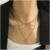 Pendanthalsband Sier Plated Butterfly Necklace Ladies Exquisite Double Layer Clavicle Drop Leverans smycken Halsband Penda Dhgarden OTV26