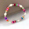 Strand Fashion Colorful Pearl Armband Diy Women's Love Glass Natural Rubber Beded Armband Födelsedagsfest smycken gåva