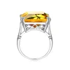 Klaster Pierścienie masywne 17 17 mm kwadratowy cytrynowy pierścień srebra 925 dla kobiet duży kamień szlachetny przyjęcie weselne luksusowa jakość biżuterii prezent biżuterii