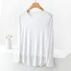 Women's T Shirts Large Size Rib Tshirt O-Neck Long Sleeves Solid Color Spring Autumn T-shirt Loose Casual Tee Tops Base Bottoming Tees