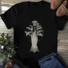 Camisetas femininas moda harajuku estilo flor impressão padrão bonito camiseta verão roupas casuais manga curta topo rua