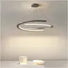 Pendant Lamps Pendant Lamps Nordic Design Ring Restaurant Lamp Modern Simple Living Room Bedroom Hang Black Round Dining Lighting Fixt Dhzrc