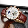 Armbandsur Kinyued Top Brand Mens Watch Mechanical Wirstwatches Luxury Skeleton Automatic Clockwork Watches For Male Reloj Hombre 231027