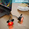 Fahrradlichter USB-aufladbare Fahrradlichter Mini-Warnrücklichter LED-wasserdichte Hochglanz-Reitrücklichter Vordere und hintere Fahrradlichter Scheinwerfer 231027