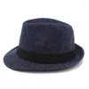 Bérets Fedora chapeaux hommes laine casquette automne hiver chaud chapeau classique Panama hommes Jazz Fedoras casquettes feutre Trilby armé