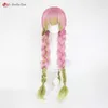 Catsuit Costumes Cosplay Pink zielony gradient Braid kanroji Mitsuri anime peruka odporna na syntetyczne włosy WEGS WEGS