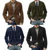 Costumes pour hommes manteau velours côtelé veste décontractée avec épaulettes mode revers à manches longues automne couleur unie hommes vêtements