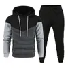 Running Sets Men Activewear Set Stylish 2-piece Hoodie Sweatpants Suit With Color Matching Drawstring Soft Warm For Sports