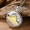 Montres de poche Antique Train à vapeur Design montre avec chaîne collier Vintage Quartz pendentif horloge hommes femmes 231027