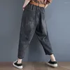 Frauen Jeans 2023 Herbst Korea Mode Frauen Baumwolle Denim Harem Hosen Alle-abgestimmt Casual Elastische Taille Vintage Blau lose