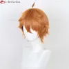 Catsuit Costumes cuir chevelu Genshin Impact 30 cm court Orange Tartaglia Cosplay Anime chapeaux résistant à la chaleur perruques + bonnet de perruque