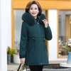 Trenchs de femmes 2023 capuche coton rembourré vêtements moyen long hiver veste élégante mère parka vintage p66