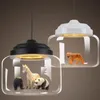 Nordic Glass Pendant Light Restaurant Bar Cafe طرازات حيوانية إبداعية مصباح تعليق غرفة الطعام الإضاءة غرفة الطفل