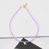 Choker Shell Letter Pendant Beaded Necklace Fashion Design Rice Beads Women Jewerly Collarbone Chain