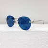 Óculos de sol lente pochromic alta qualidade redonda sem moldura mulheres homens designer moda óculos sol ouro metal quadro