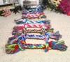 Pets Dog Cotton Chews Knot Toys Colorful Durable Braided Bone Rope 18CM 5CM Dog Cat Toys8324567