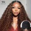 Synthetic Wigs UNice Hair Balayage Highlight V Part Wig Human Curly Glueless U part Blend with Your Own Hairline 231027