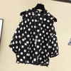 Damenblusen, Sommer, Rundhalsausschnitt, kurze Ärmel, Chiffon-Hemd, Damen, Polka-Dot-Druck, schulterfrei, hohle Oberteile, 2023, elegante, lockere Pullover