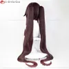 Catsuit Costumes Game Genshin Impact Hutao Cosplay 95cm Gradient Double Ponytail Heat Resistant Hair Halloween Hu Tao Anime Wigs + Wig Cap