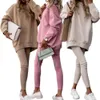 Survêtements pour femmes Survêtement élégant Sweat-shirt Costumes Casual O-Cou Pull à manches longues et pantalons chino Ensembles Femmes Mode Solide Deux pièces Tenues 231026