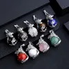 Punk Dragon Shape Natural Stone Pendant Opal Rose Quartz Crystal Tiger Eye Lapis Beads Animal Charms for Jewelry Making