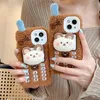 携帯電話のケース韓国のかわいいぬいぐるみ熊電話ケースiPhone 15に適したPro 11 12 13 Pro Max Cover Cover Fluffy Protective Phone Case iPhone 14 231026に適しています