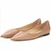 Mode kvinnor balettlägenheter sandaler senior ballerinas kärlek i läder svart spetsig tå designer Italy Delicate Badge Wedding Party Sandal Box EU 35-43