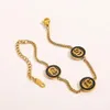 Дизайнерский браслет-цепочка для женщин, роскошные ювелирные изделия, женские браслеты из нержавеющей стали с золотыми звеньями любви, женские двойные буквы Cryst178B