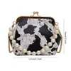 Umhängetaschen Damen PU Club Bag Print Kuh Print Perlentasche Cross Body Club Fashion Damentasche Walletstylishhandbagsstore