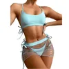 Women's Swimwear Bikini Set Women Skirt Push-up Blue Suit Swimsuit Padded Sexy Transparent Bathing Swimwears Tankinis