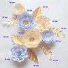 Dekorativa blommor Vita elfenben Handgjorda flor Diy Paper Gold Leaves Set för Nursery Wall Deco Girls Room Baby Shower Video Tutorials