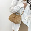 Kvällspåsar Fashion Wicker Rattan Bag Woven Women Handväskor Summer Travel Beach Bali Straw Shoulder Crossbody för 2023 Koppling