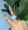 Band Rings Micro Pave CZ Full Finger Ring For Women Big Heart Shaped Valentine s Gift Ice Out Bling Cocktail 231025